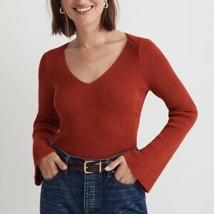 NWT Madewell flared sleeve V neck sweater